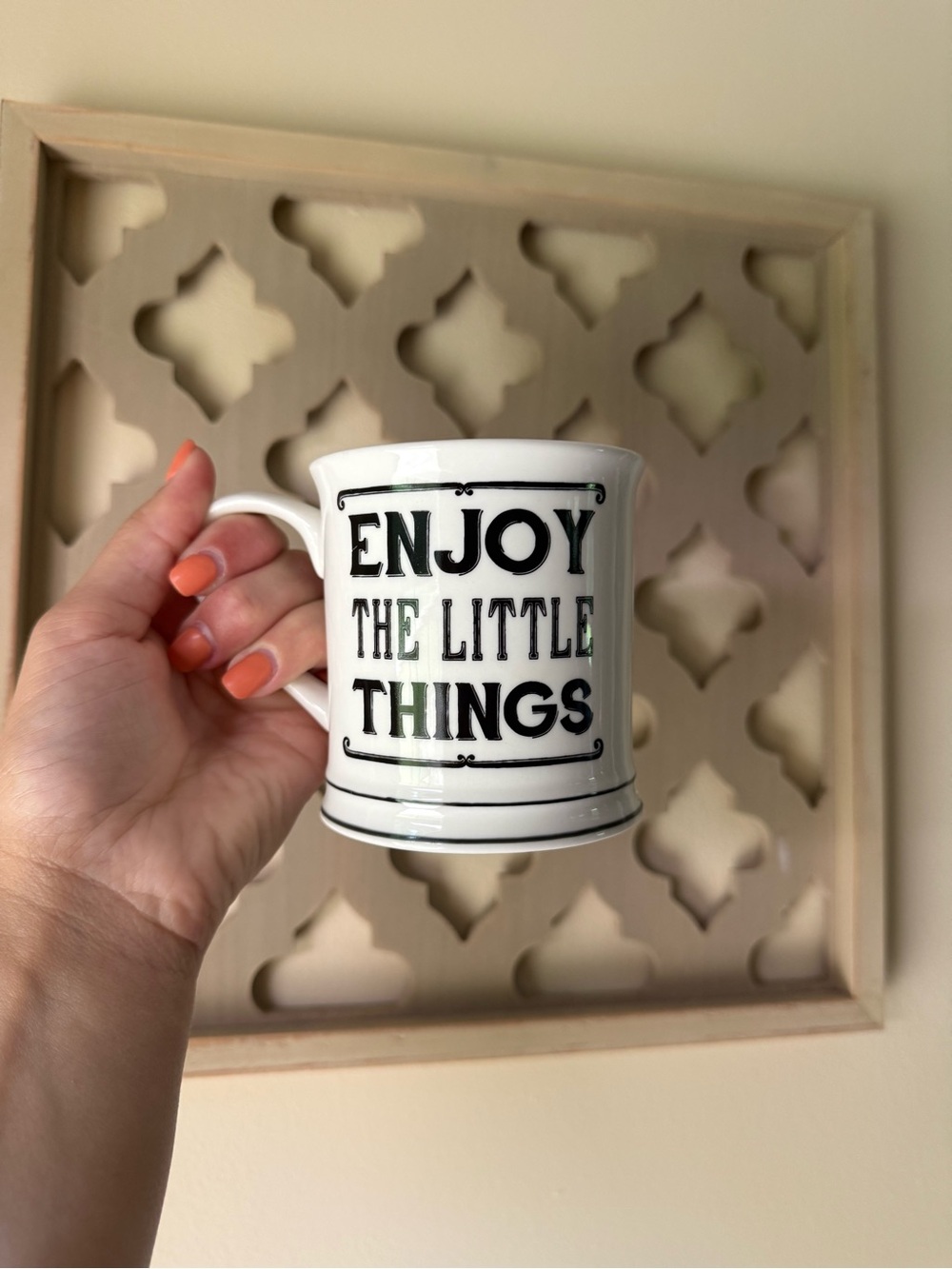Home Essentials White Mug with Black 'Enjoy The Little Things' Typography